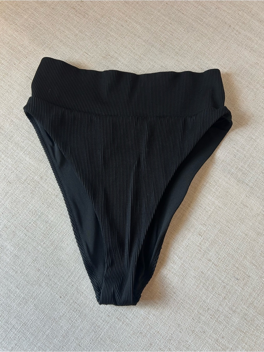 aerie Black Ribbed High-Waist Bikini Bottom